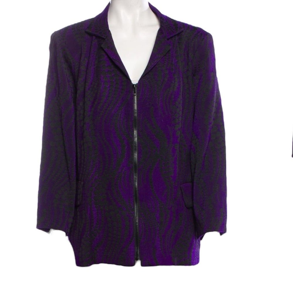 Mi Jong Lee Purple and Black Patterned Jacket Size XXL